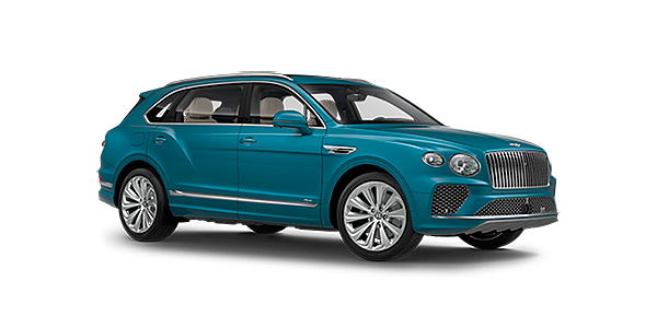Bentley Beijing - Sanlitun Bentley Bentayga EWB Azure front side angled view in Topaz blue coloured exterior. 